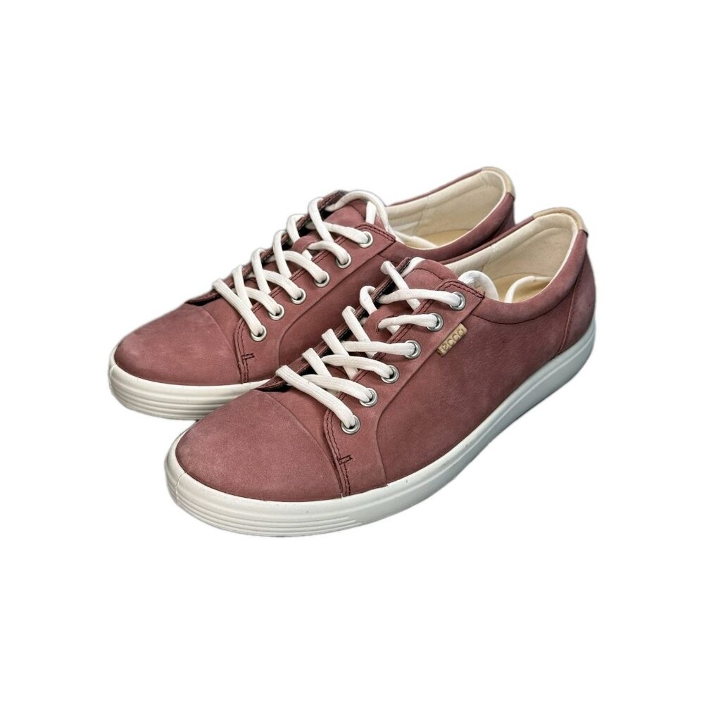 ECCO Soft 7 Women's 6-6.5 Red Nubuck Leather Casual Fashion Comfort Low Sneakers
